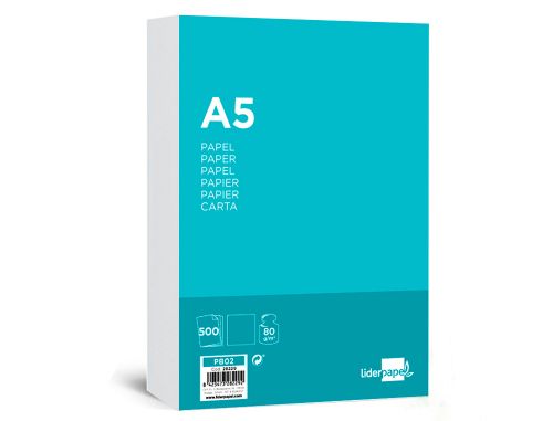 Papel liderpapel de escrita din a5 80 gr liso embalagem de 500 folhas , Liderpapel , 28229 , 8423473282292